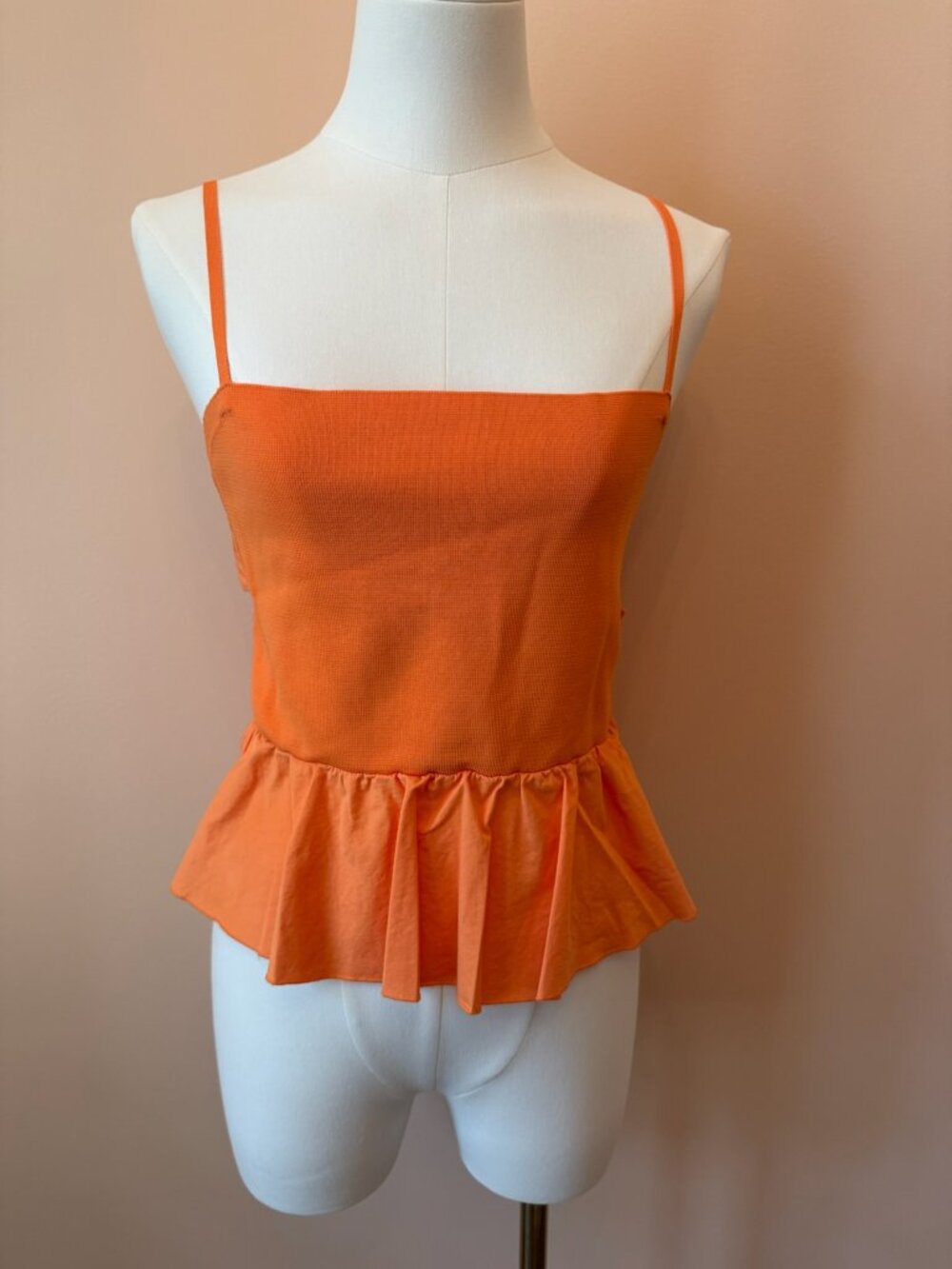Zara Orange Bow Back Peplum Cami Top – Size Large